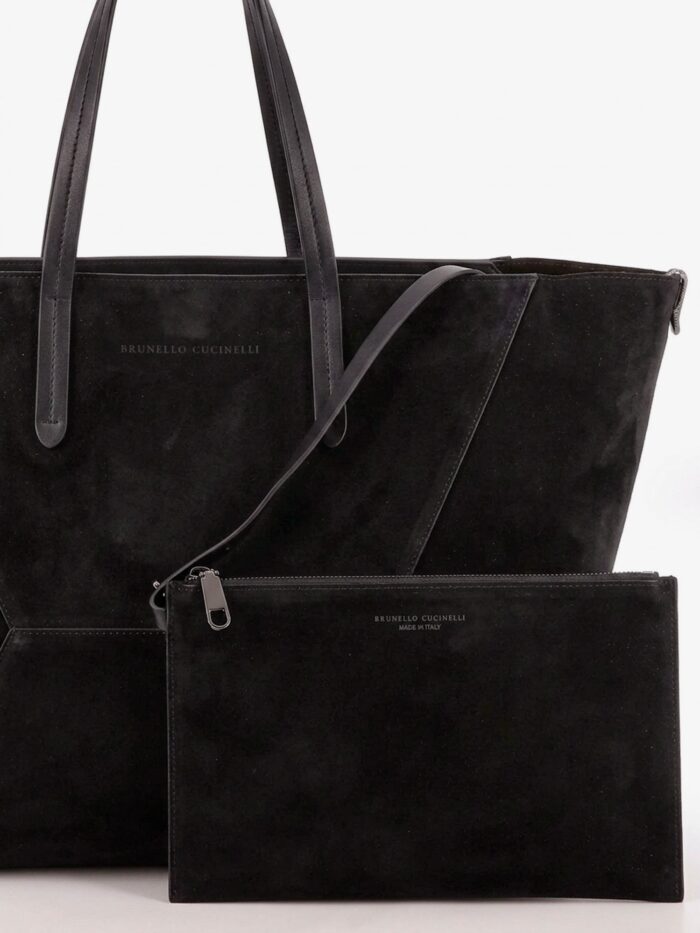 Brunello Cucinelli BC Duo Suede Shoulder Bag With Engraved Logo