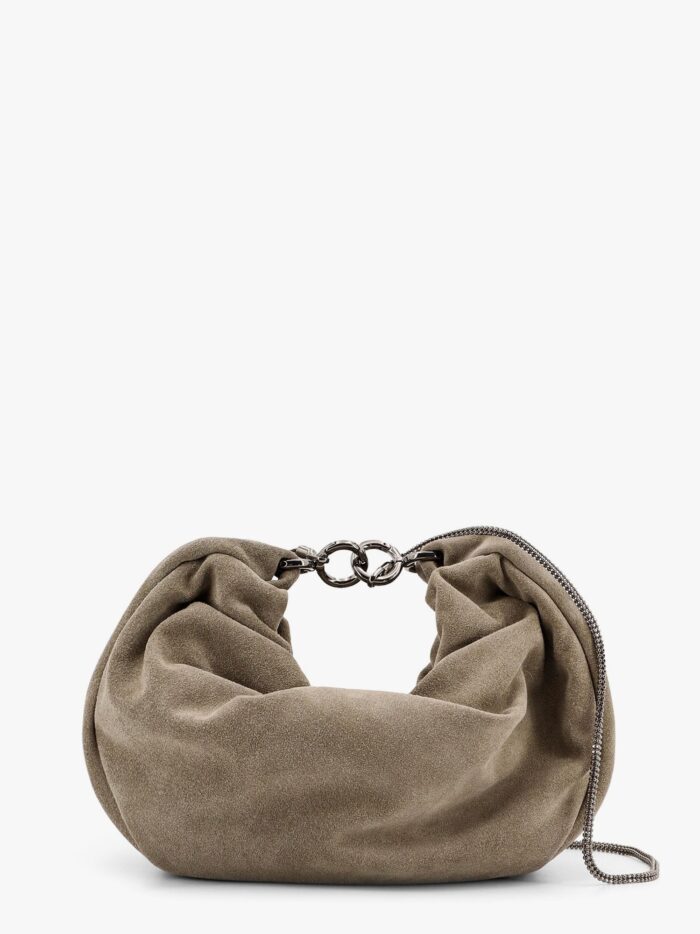 Brunello Cucinelli Brioche Hobo Bag In Suede With Precious Chain