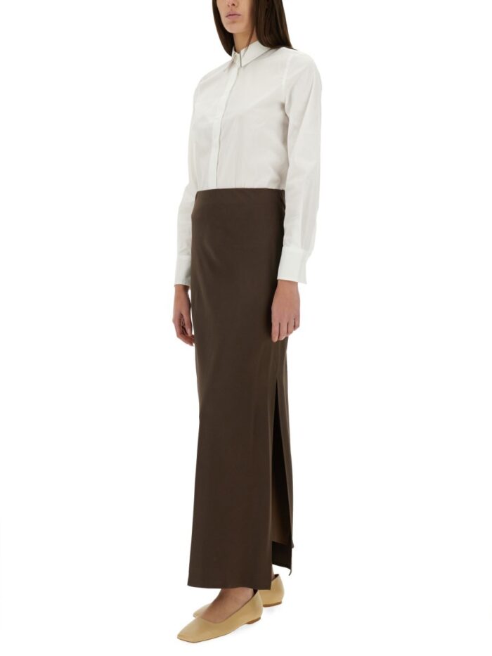 Brunello Cucinelli CADY SATIN "FLUID BIAS-CUT" SKIRT