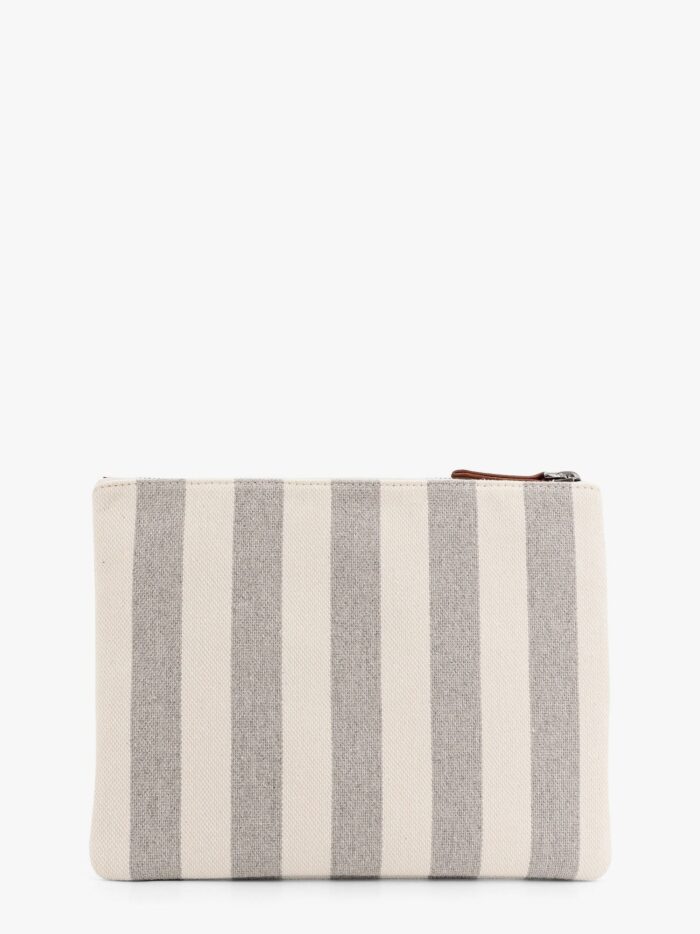 Brunello Cucinelli Canvas Clutch With Striped Motif