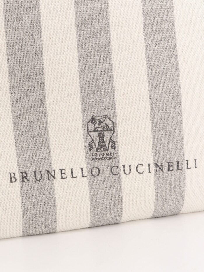Brunello Cucinelli Canvas Clutch With Striped Motif
