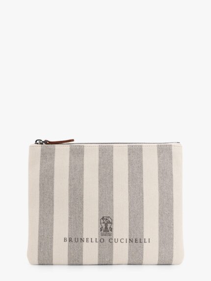 Brunello Cucinelli Canvas Clutch With Striped Motif