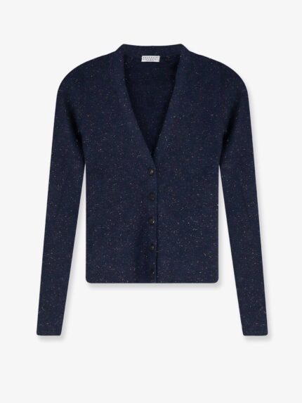 Brunello Cucinelli Cashmere And Viscose Blend Cardigan With Lurex Motif
