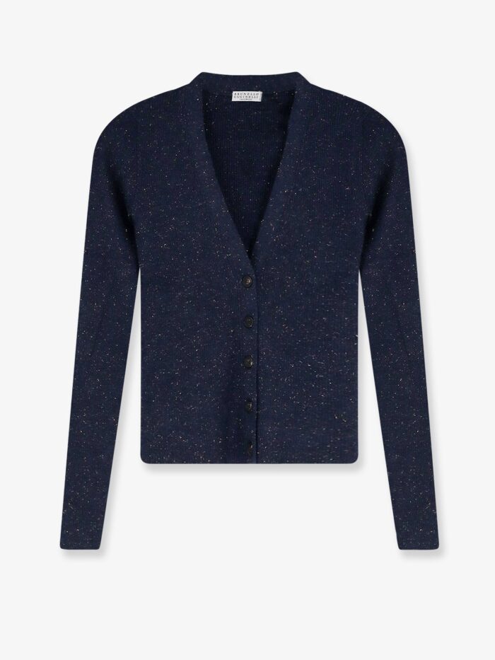 brunello cucinelli cashmere and viscose blend cardigan with lurex motif Brunello Cucinelli Cashmere And Viscose Blend Cardigan With Lurex Motif