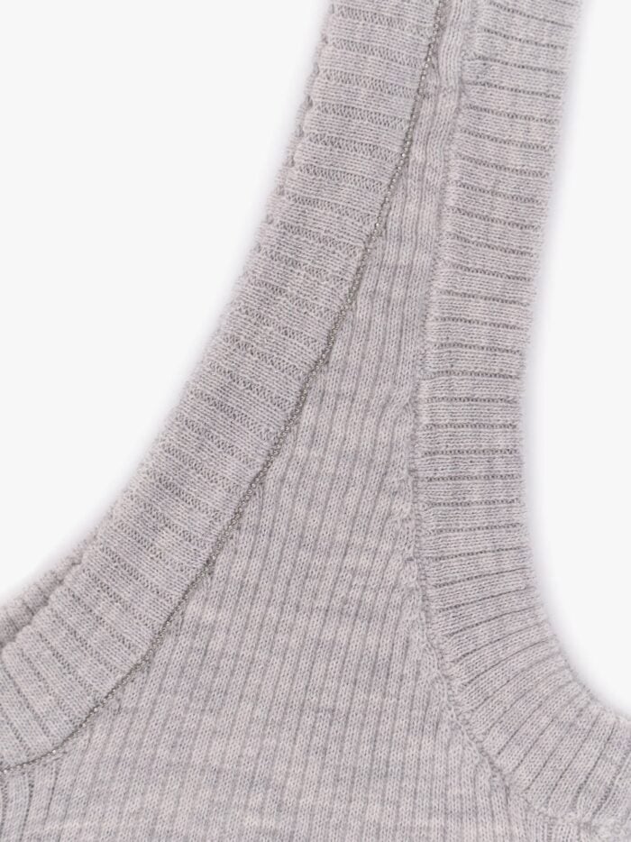 Brunello Cucinelli Cashmere And Wool Tank Top With Monili Detail
