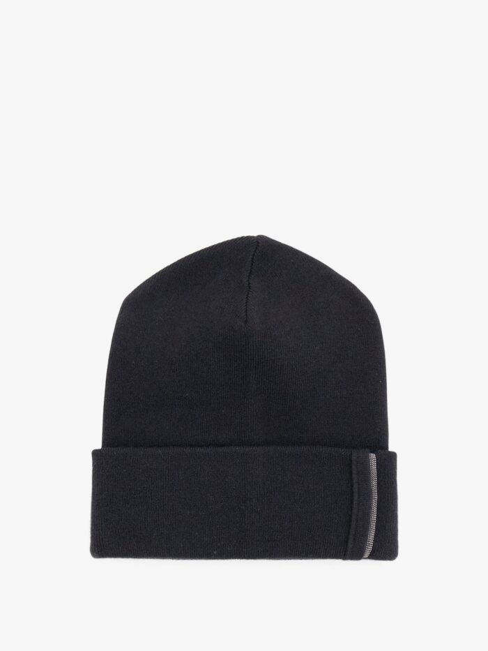 brunello cucinelli cashmere hat with monili detail Brunello Cucinelli Cashmere Hat With Monili Detail