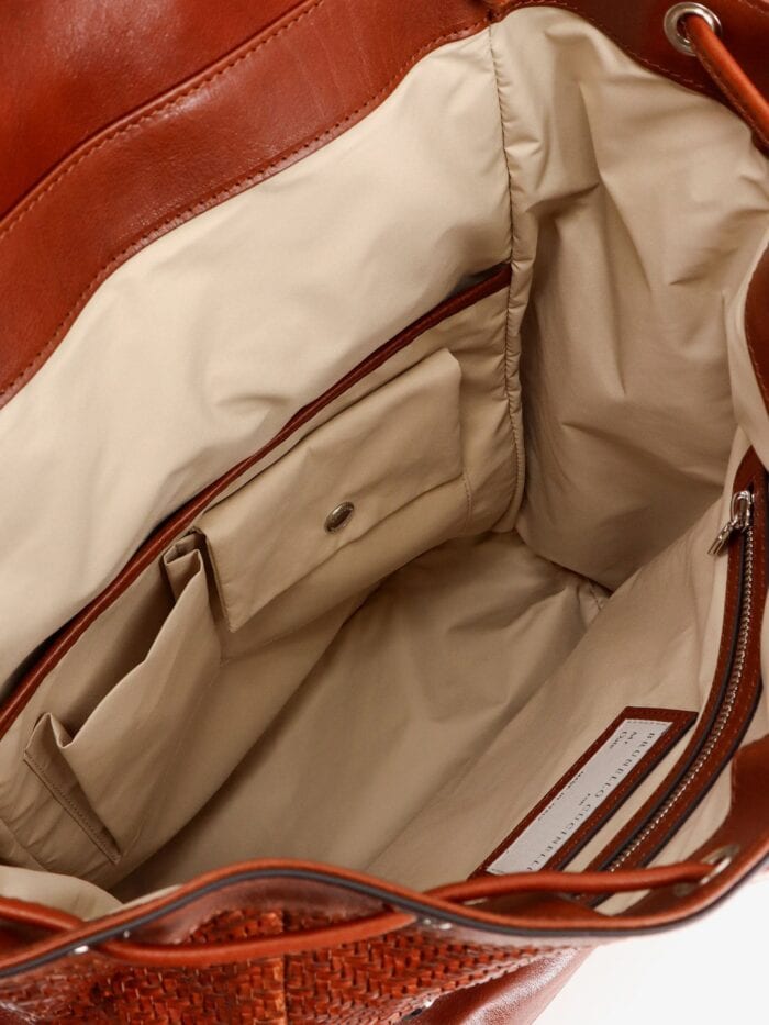 Brunello Cucinelli City Leather Backpack With Engraved Lettering Logo