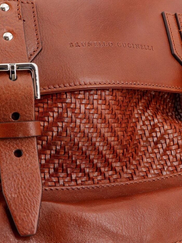 Brunello Cucinelli City Leather Backpack With Engraved Lettering Logo