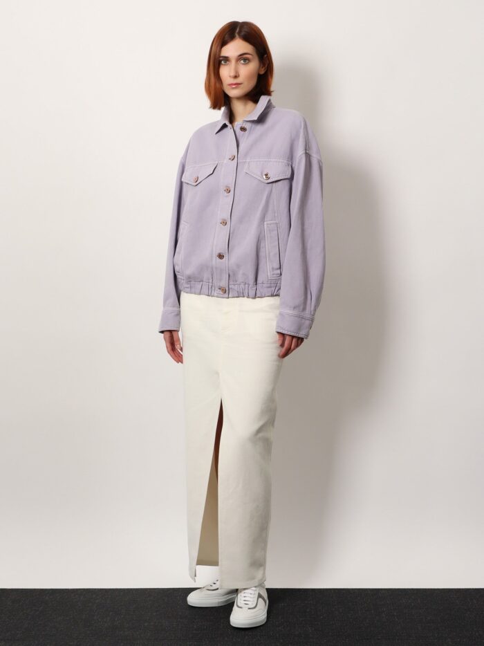 Brunello Cucinelli Cotton And Linen Denim Jacket With Elastic Bottom