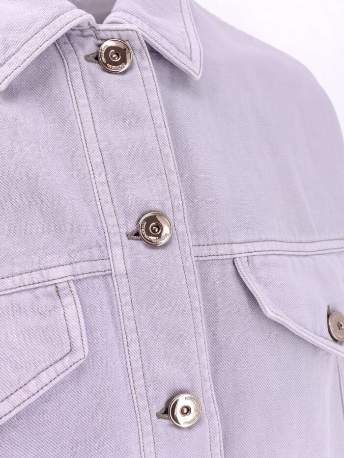 Brunello Cucinelli Cotton And Linen Denim Jacket With Elastic Bottom
