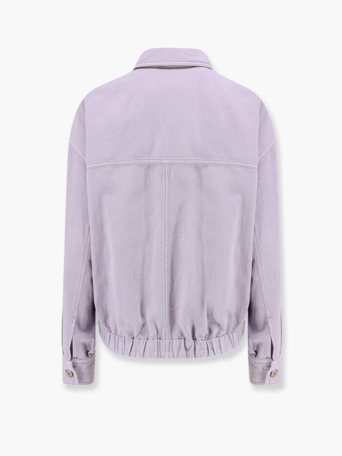Brunello Cucinelli Cotton And Linen Denim Jacket With Elastic Bottom