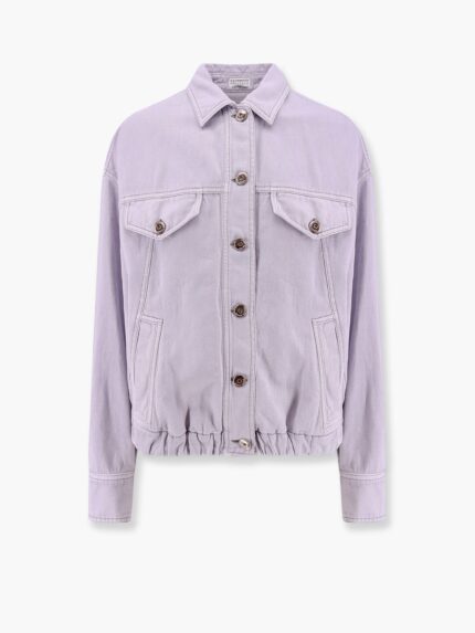 Brunello Cucinelli Cotton And Linen Denim Jacket With Elastic Bottom