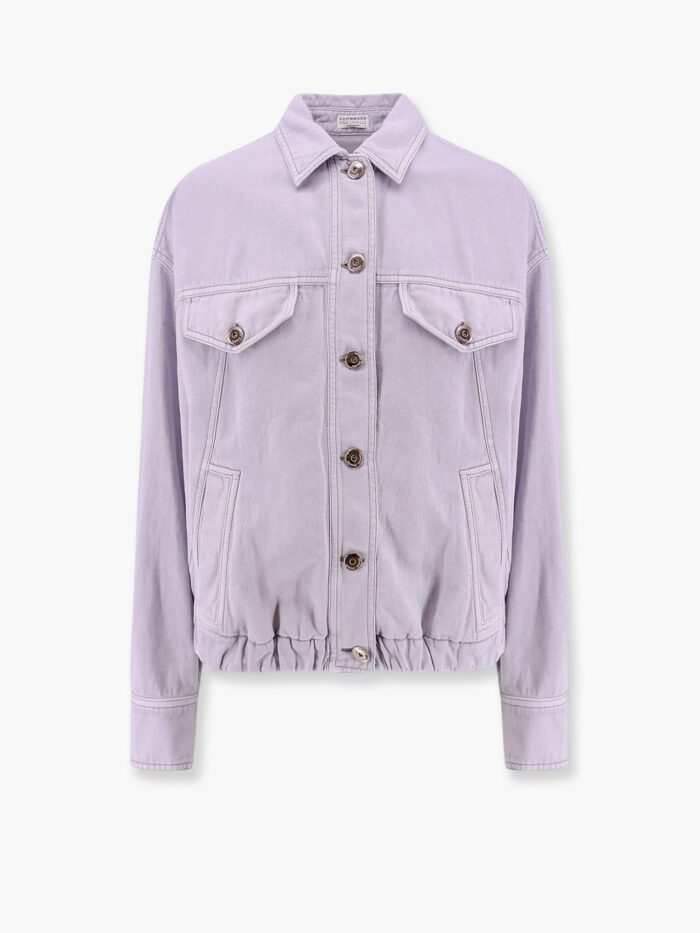 Brunello Cucinelli Cotton And Linen Denim Jacket With Elastic Bottom