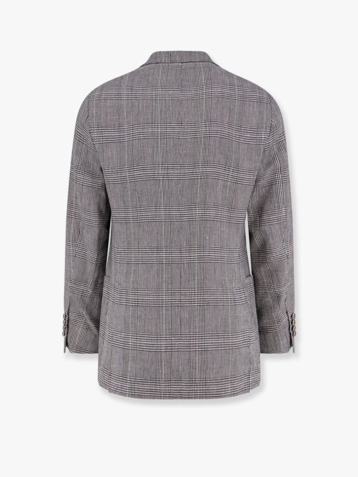 Brunello Cucinelli Cotton And Linen Prince Of Wales One-and-a-half Breasted Blazer
