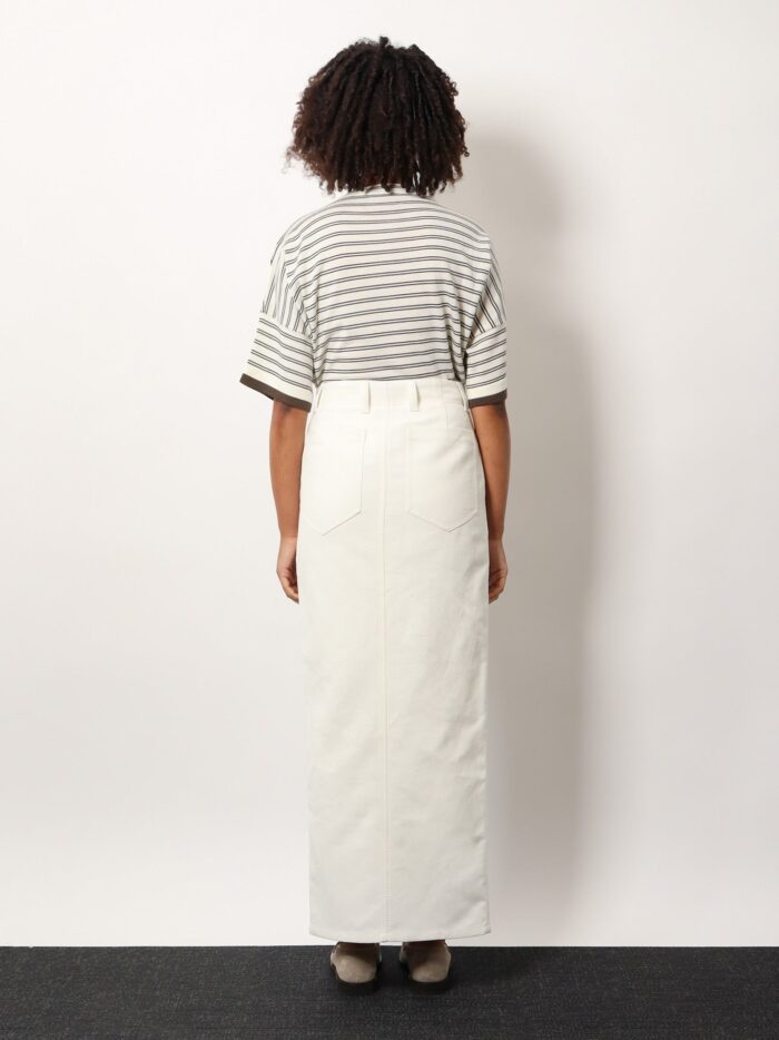 Brunello Cucinelli Cotton And Linen Skirt With Diagonal Motif