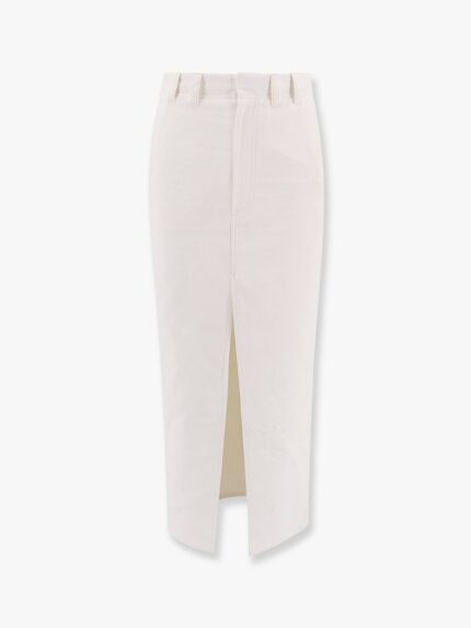 Brunello Cucinelli Cotton And Linen Skirt With Diagonal Motif