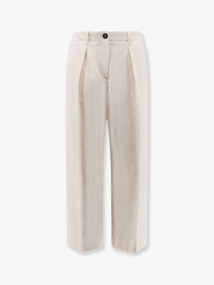 Brunello Cucinelli Cotton And Wool Trousers With Adjustable Drawstring
