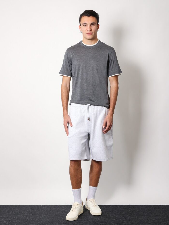 Brunello Cucinelli Cotton Blend Bermuda Shorts With Leather Profiles