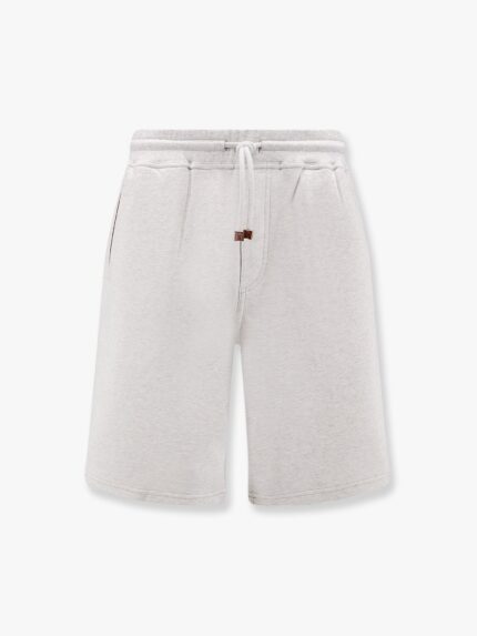 Brunello Cucinelli Cotton Blend Bermuda Shorts With Leather Profiles