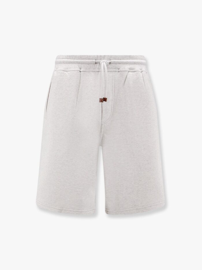 Brunello Cucinelli Cotton Blend Bermuda Shorts With Leather Profiles