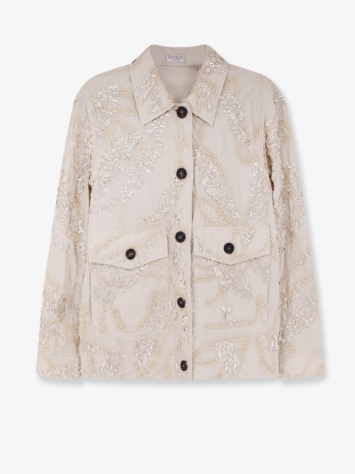 Brunello Cucinelli Cotton Blend Jacket With Embroidery