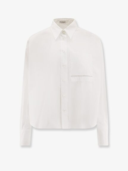 Brunello Cucinelli Cotton Blend Shirt With Monili Detail