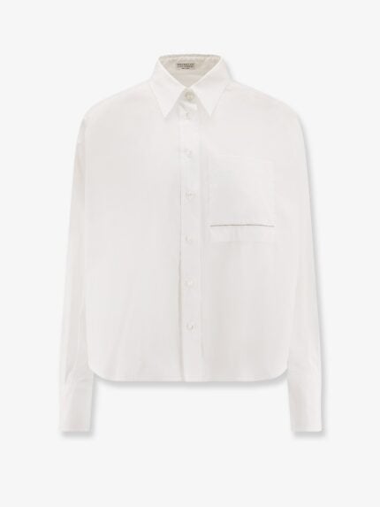 Brunello Cucinelli Cotton Blend Shirt With Monili Detail