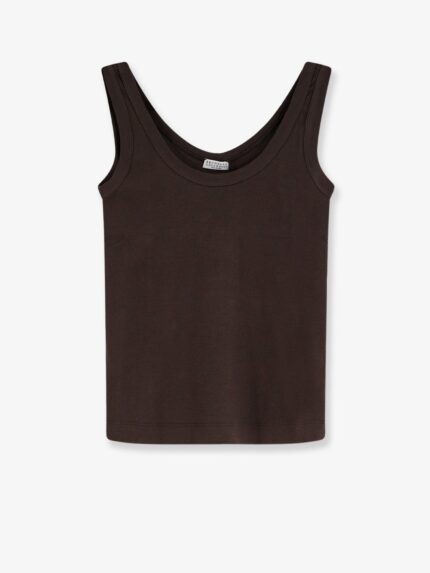 Brunello Cucinelli Cotton Blend Tank Top With Back Monili Detail