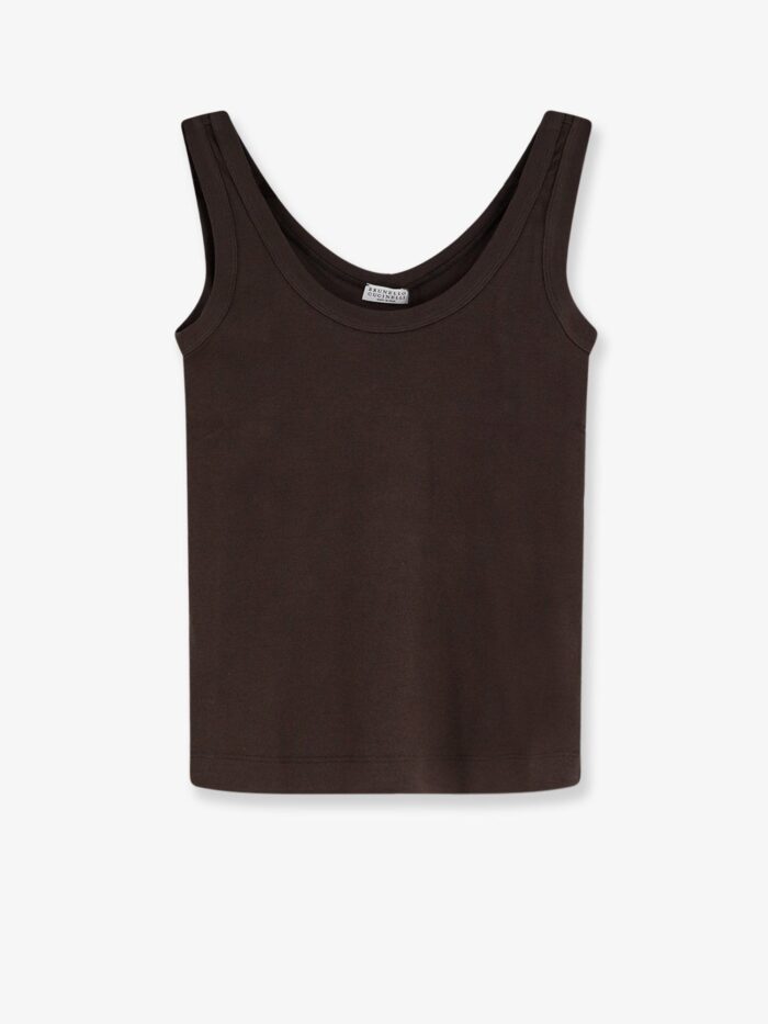 brunello cucinelli cotton blend tank top with back monili detail Brunello Cucinelli Cotton Blend Tank Top With Back Monili Detail