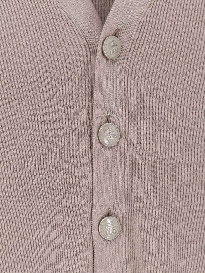 Brunello Cucinelli Cotton Cardigan With Metal Logoed Buttons