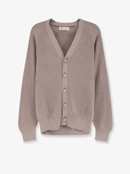 Brunello Cucinelli Cotton Cardigan With Metal Logoed Buttons