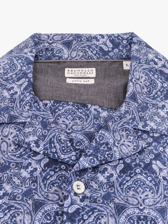Brunello Cucinelli Cotton Easy Fit Shirt With All-over Print
