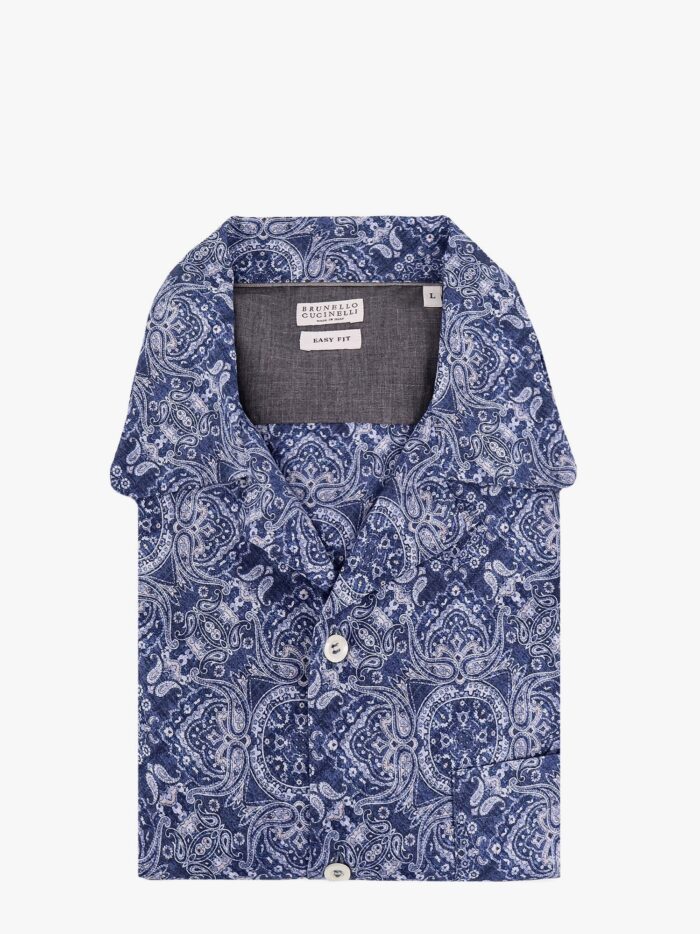 Brunello Cucinelli Cotton Easy Fit Shirt With All-over Print