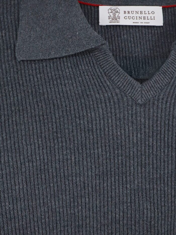 Brunello Cucinelli Cotton Polo Shirt With Ribbed Knit