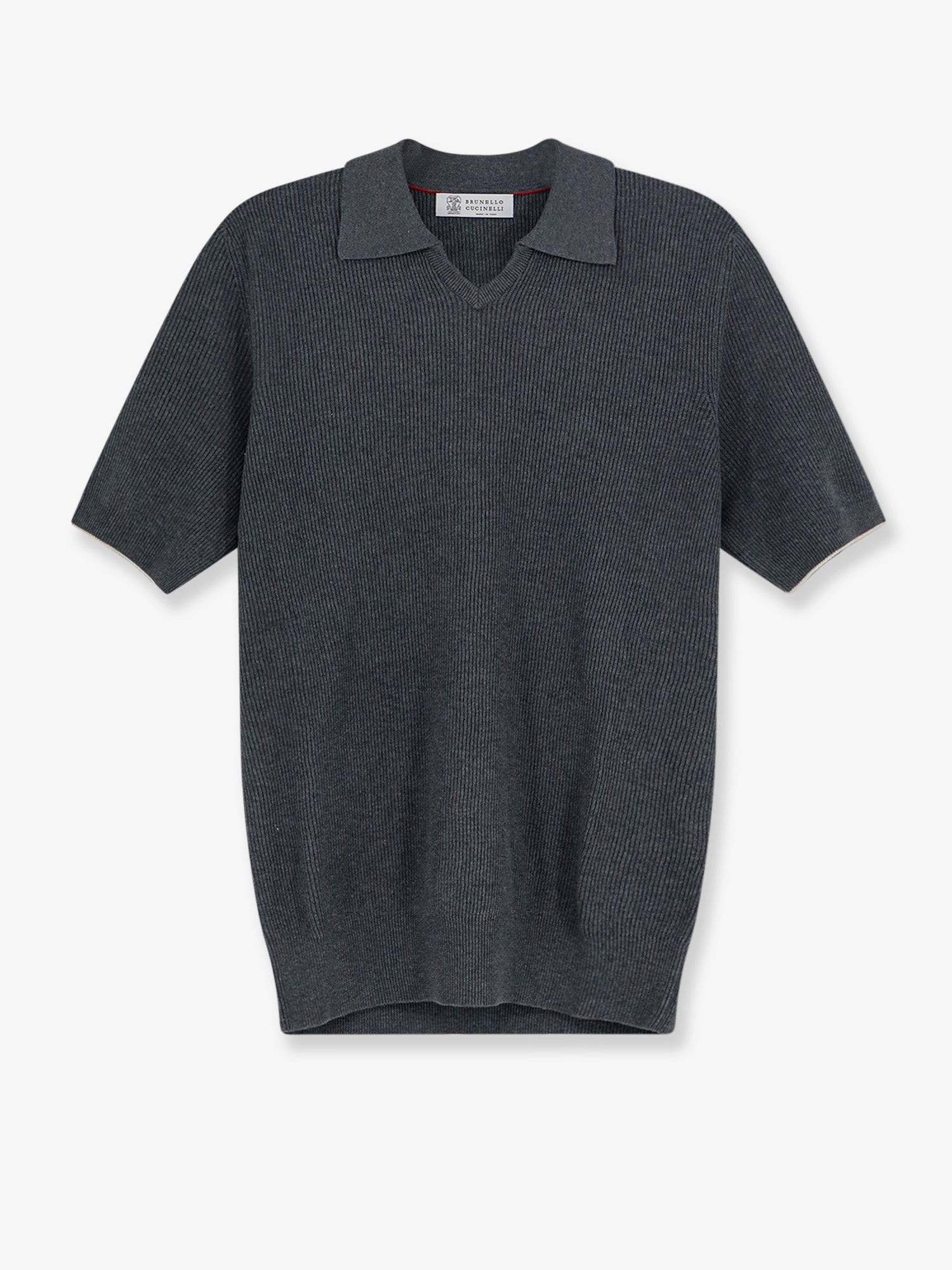 Brunello Cucinelli Cotton Polo Shirt With Ribbed Knit