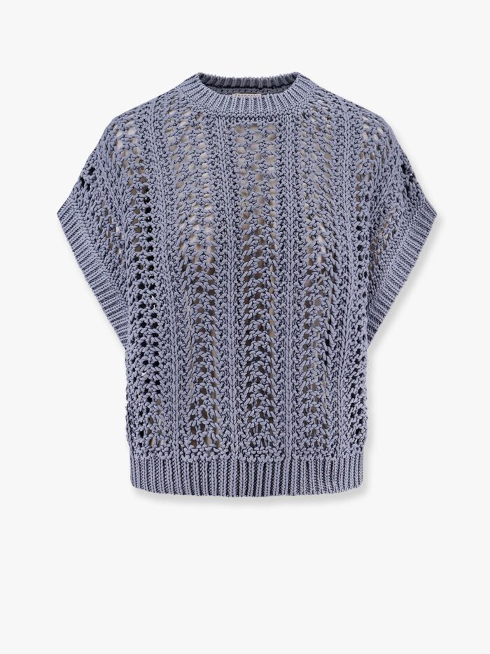 Brunello Cucinelli Cotton Ribbed Net Sweater