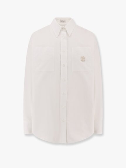 Brunello Cucinelli Cotton Shirt With Logo Embroidery