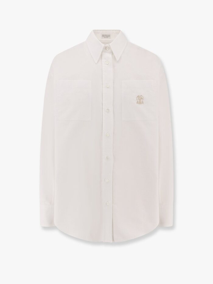 Brunello Cucinelli Cotton Shirt With Logo Embroidery