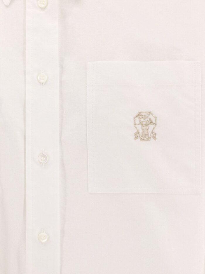Brunello Cucinelli Cotton Shirt With Logo Embroidery