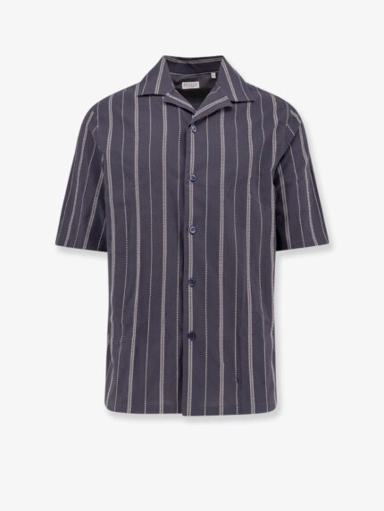 Brunello Cucinelli Cotton Shirt With Striped Motif