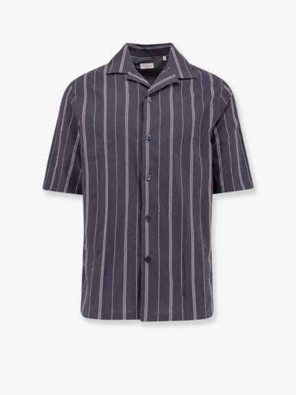 Brunello Cucinelli Cotton Shirt With Striped Motif