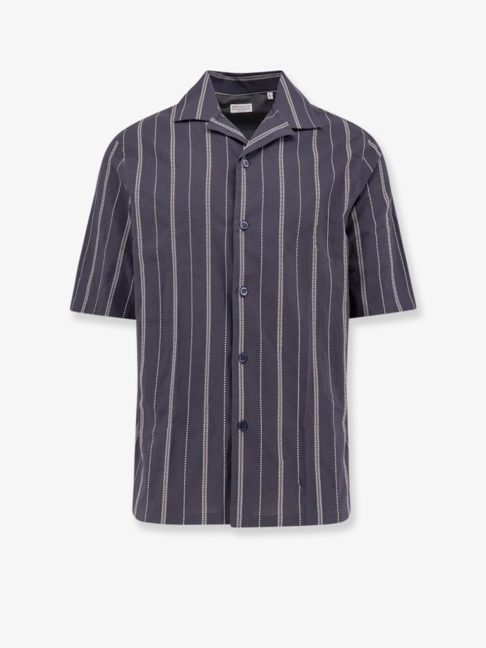 Brunello Cucinelli Cotton Shirt With Striped Motif