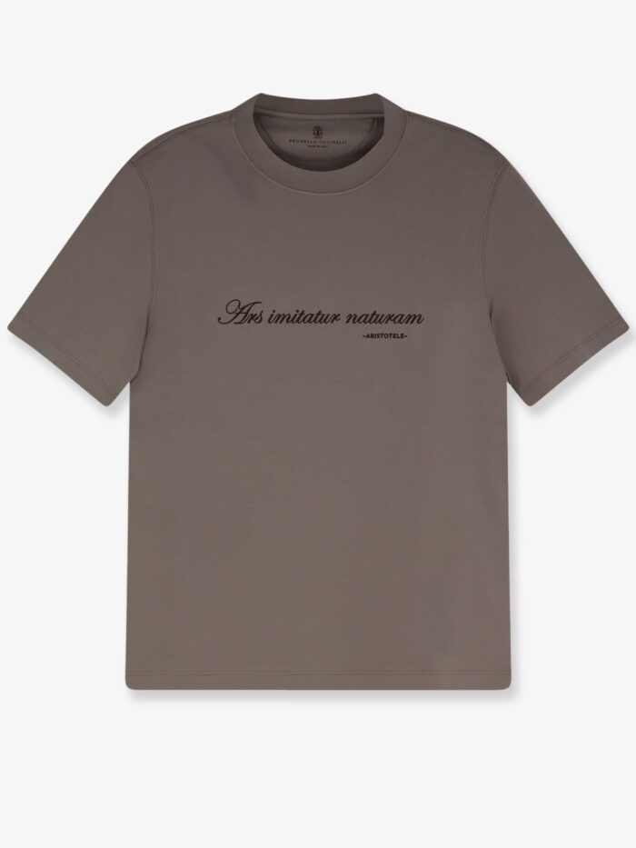 brunello cucinelli cotton t shirt with front embroidery Brunello Cucinelli Cotton T-shirt With Front Embroidery