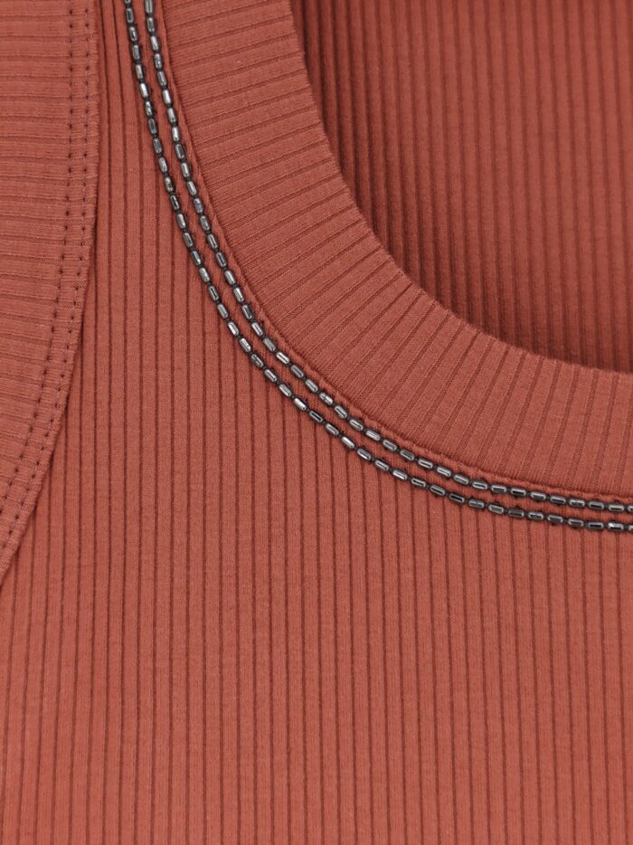 Brunello Cucinelli Cotton Tank Top With Shiny Trim Profile