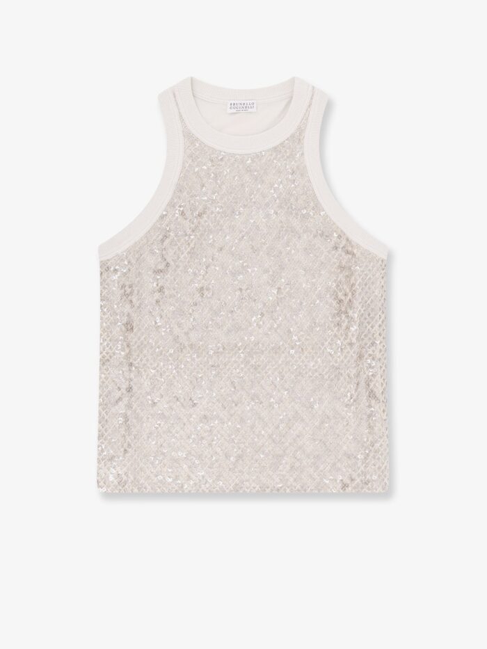 Brunello Cucinelli Cotton Top With Sequins
