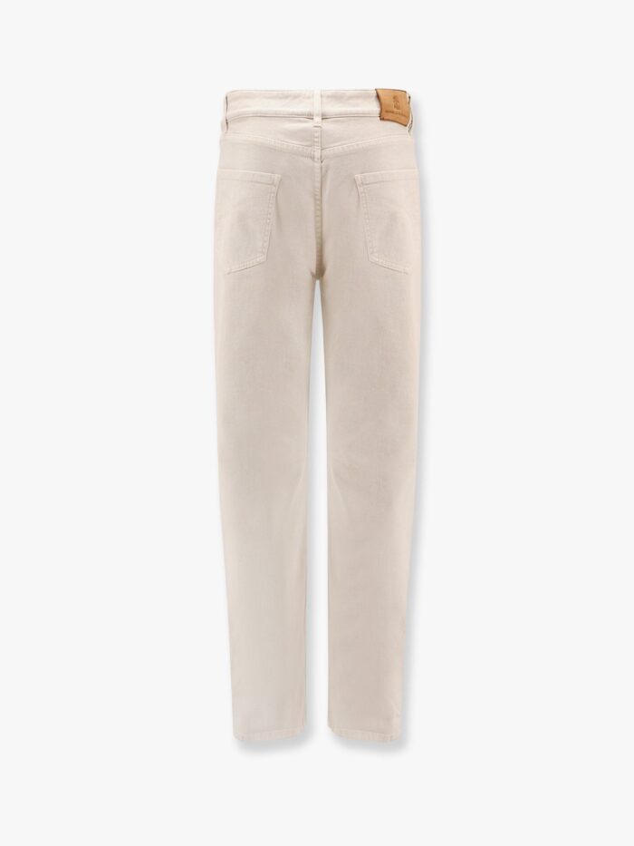 Brunello Cucinelli Cotton Trouser With Embroidered Logo