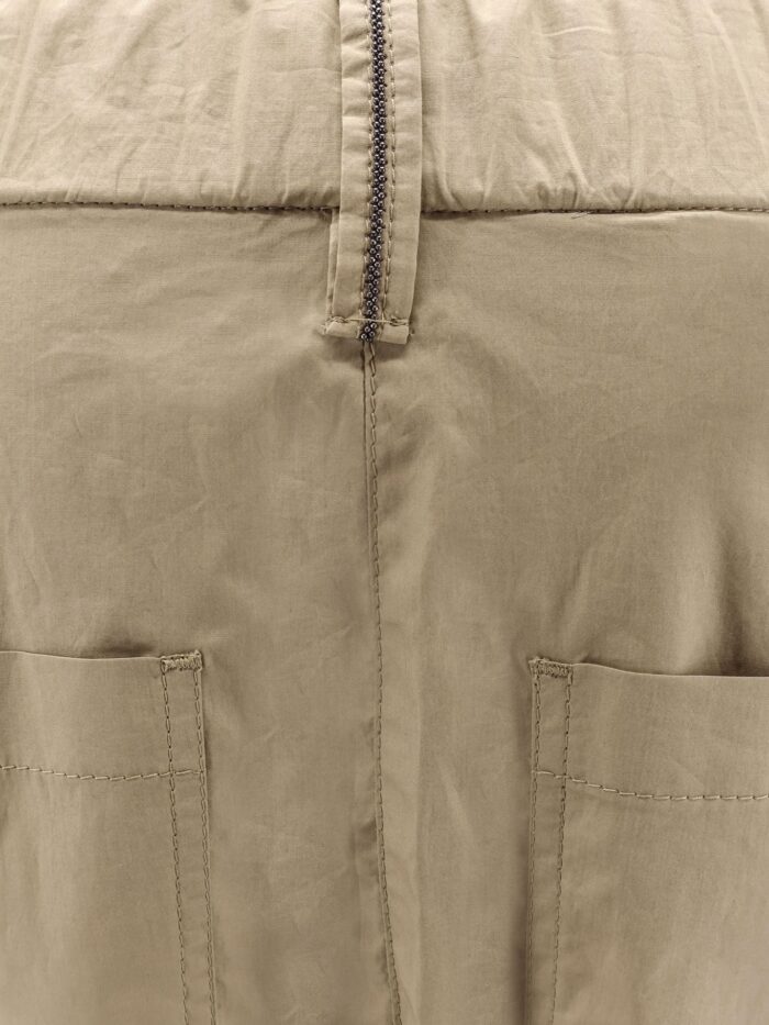 Brunello Cucinelli Cotton Trousers With Monili Detail