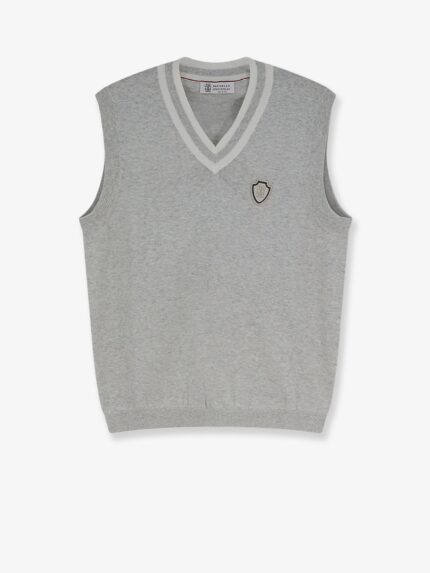 Brunello Cucinelli Cotton Vest With Front Logo Patch