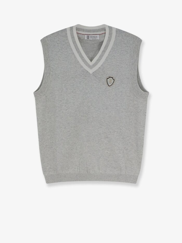 Brunello Cucinelli Cotton Vest With Front Logo Patch