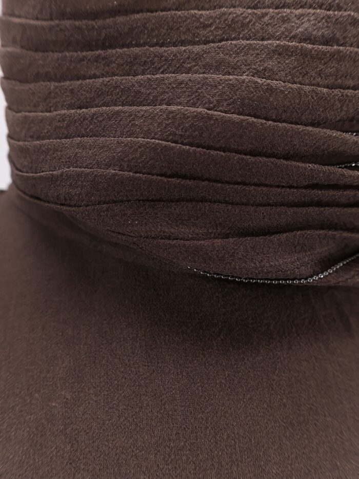 Brunello Cucinelli Crispy Silk Top With Lavallière And Monili